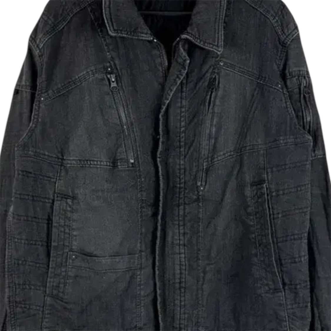 Black Biker Zipped Denim Jacket 상품이미지2