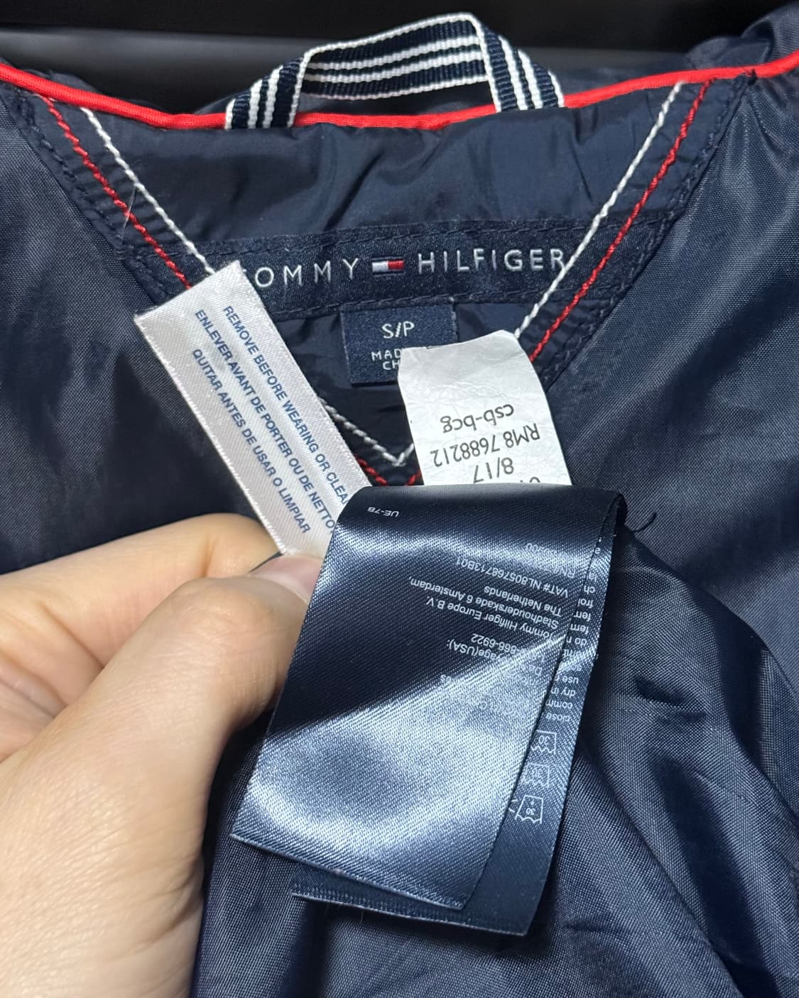 타미 힐피거 미국 USA 후드 패딩 조끼 네이비 남색 S 90 베스트 상품이미지7