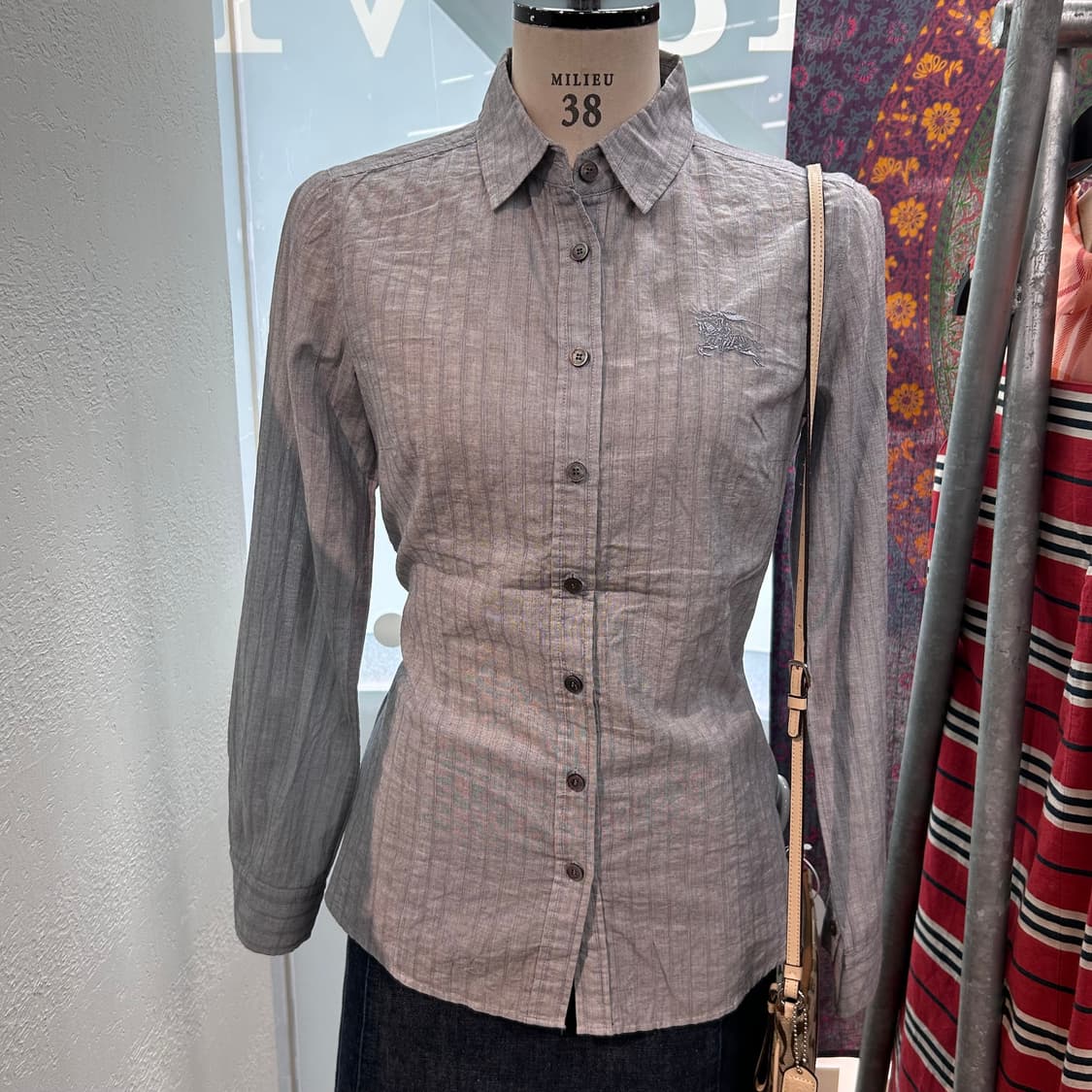 Burberry Logo Embroidered Stripe Shirts 상품이미지2