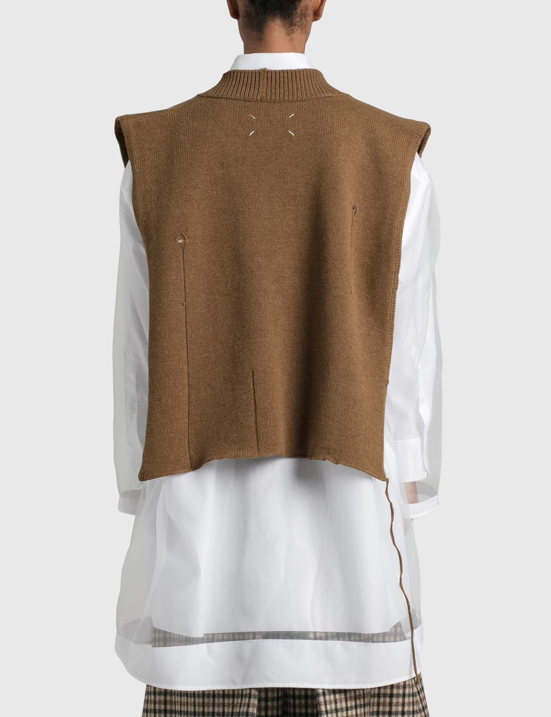 L 마르지엘라 니트 브라운 V넥 조끼 베스트 오픈사이드 데미지 빈티지 상품이미지2