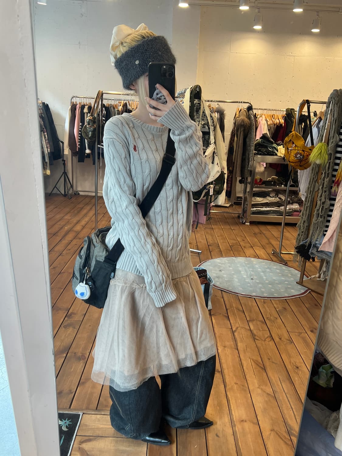 폴로 그레이쉬 베이지 꽈배기 니트 상품이미지5