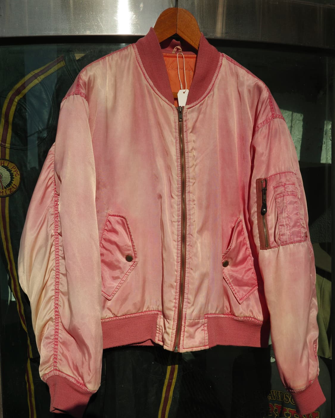 빈티지 하드 페이딩 핑크 봄버 자켓 상품이미지2