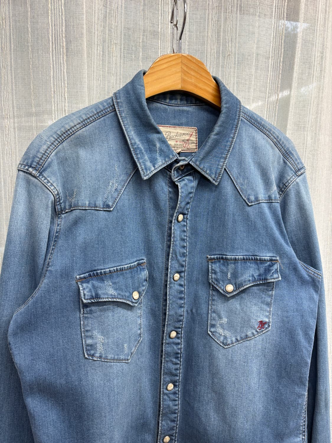 Buckaroo 버커루 빈티지 라이트워시 웨스턴 데님 셔츠 Size: L 상품이미지2