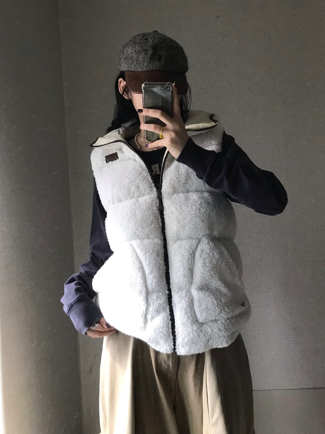 노페 화이트 후리스 눕시 패딩조끼 상품이미지1