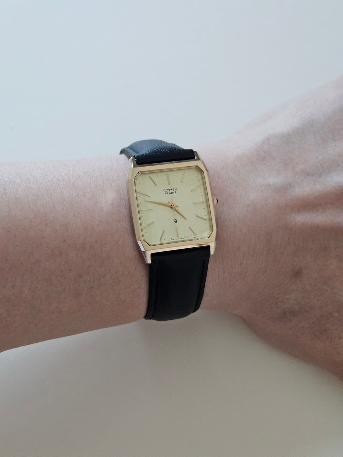 빈티지 시티즌 쿼츠 사각 드레스 금장 가죽 시계 상품이미지2