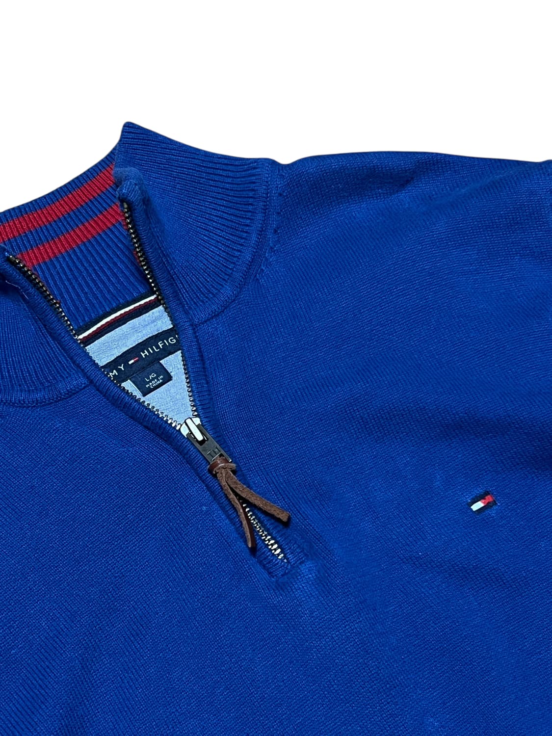 타미힐피거 피마코튼 반집업 니트 L 블루 상품이미지2