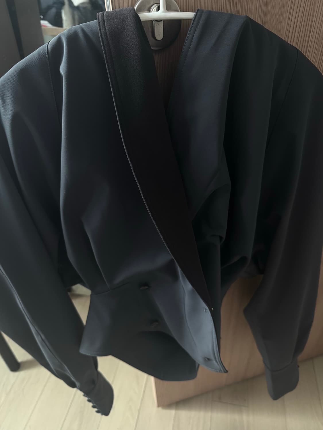 미스치프 케이프 후드 자켓 카키 다크 퍼플 상품이미지2