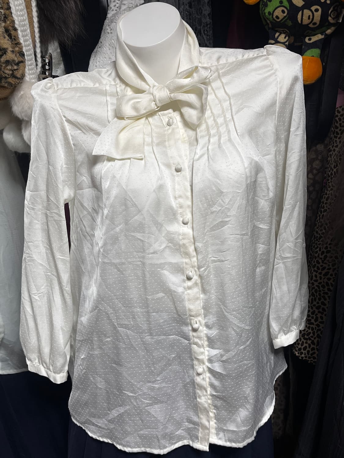 jpn 땡땡이 리본 블라우스 상품이미지1