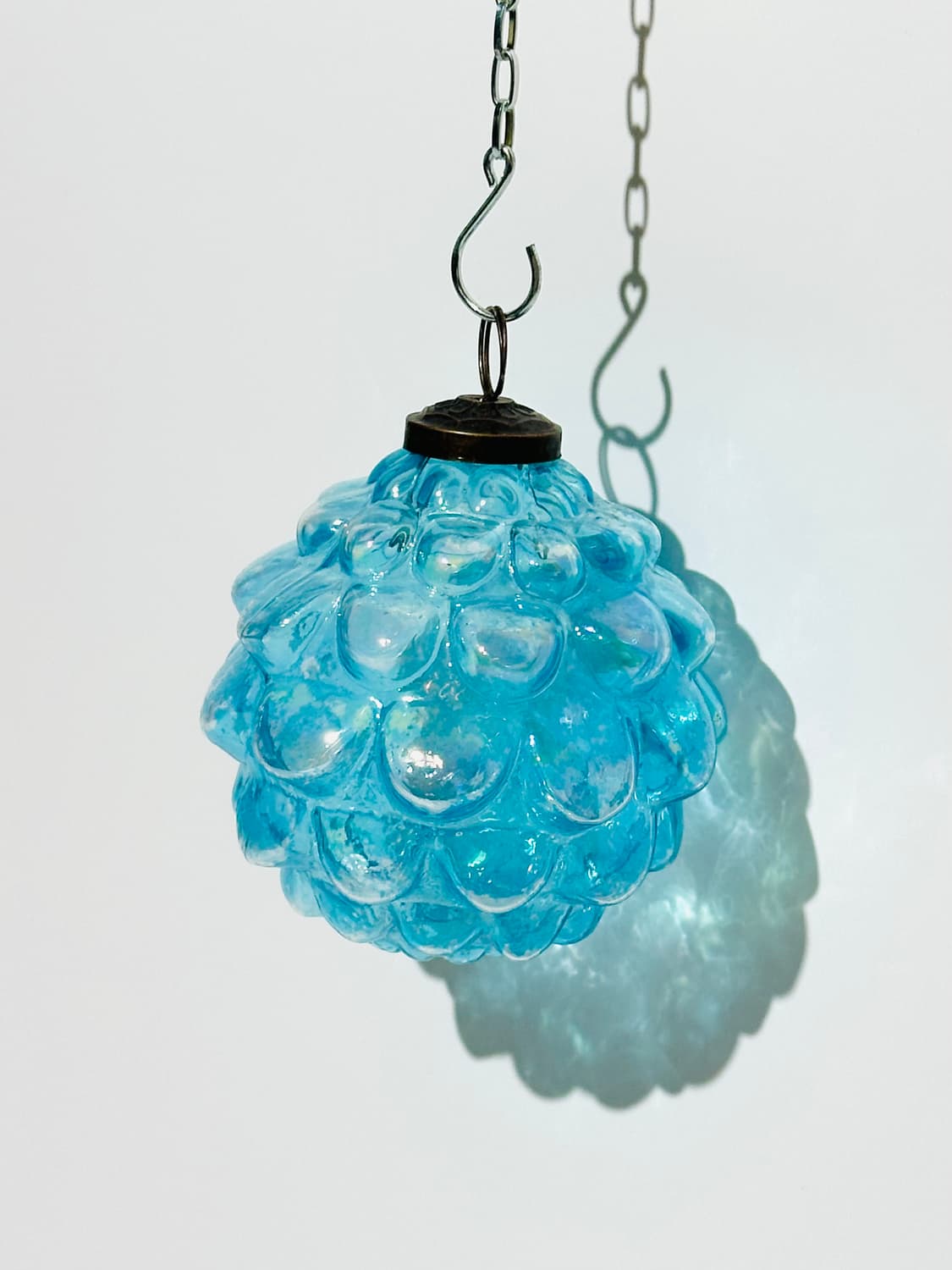 독일 앤틱 아트글라스 핸드블로운 크리스마스 트리 오너먼트(터키석 컬러) 상품이미지2