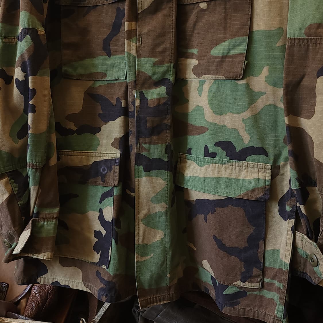 90s 미군 BDU 카모셔츠 우드랜드 라지 롱 부대패치 상품이미지7