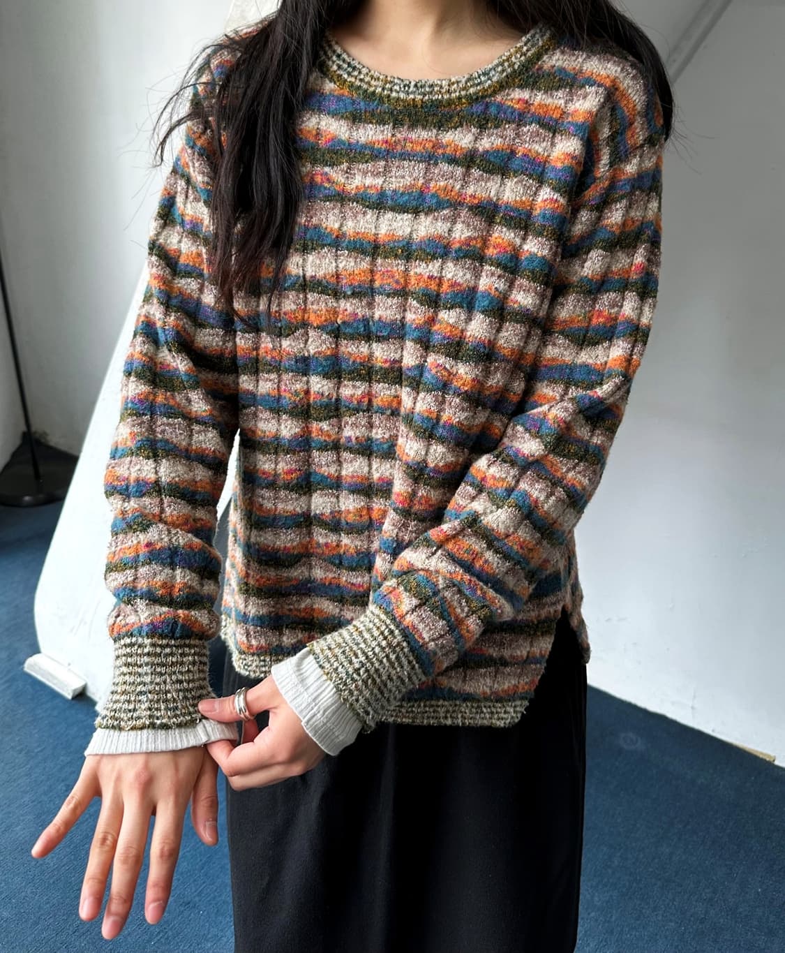 Boucle design multi pattern cloudy knit 상품이미지6