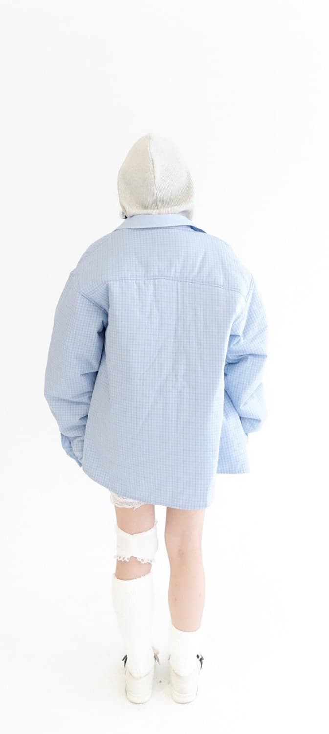 샵페어리 패디드 코지 패턴 셔츠 스카이블루 상품이미지2