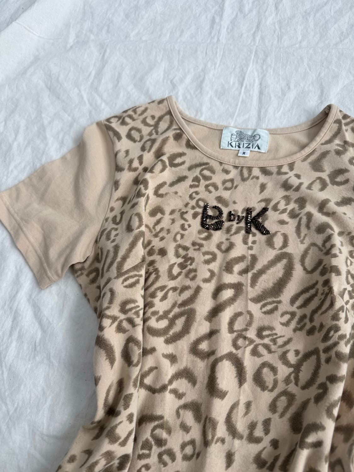 Y2k 갸루 호피 반팔탑 상품이미지2