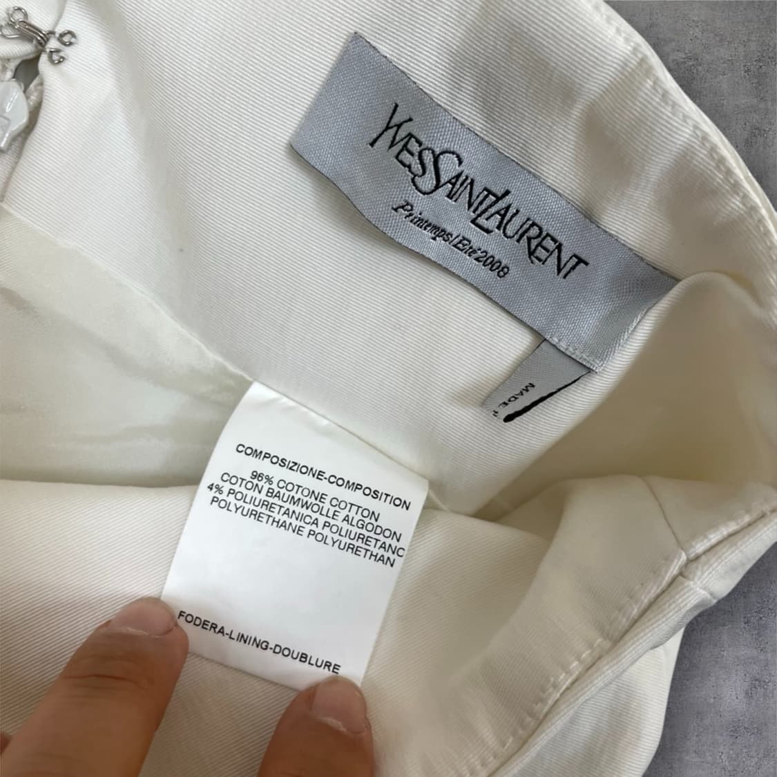 입생로랑 SS2000 비대칭 코튼 미디 스커트 FR38 상품이미지4