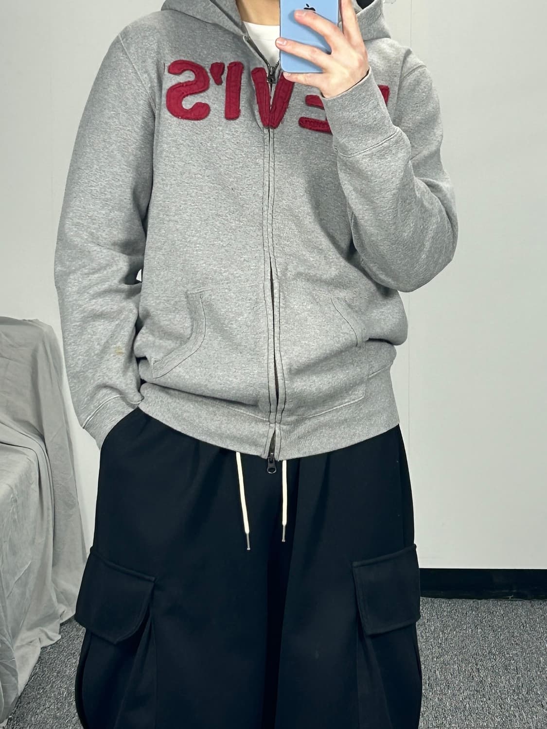 리바이스 빅로고 그레이 후드집업 L   상품이미지2