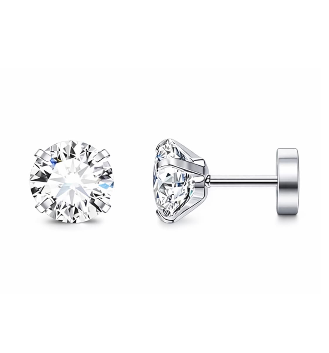 써지컬스틸 316 큐빅 피어싱 귀걸이 2P 세트 4mm 상품이미지2