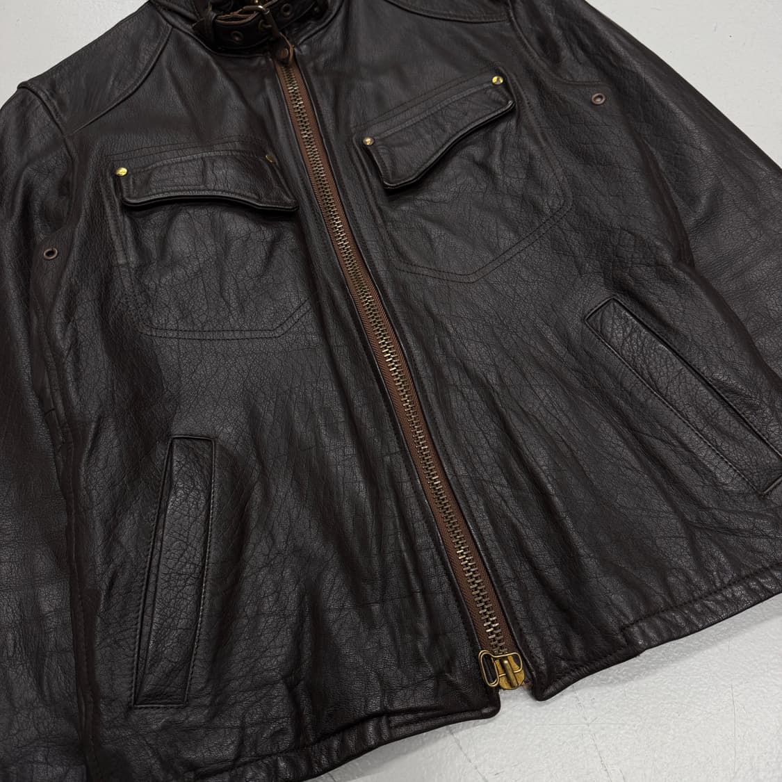 JPN 제팬 카우스킨 바이커 소가죽 리얼레더 가죽자켓 상품이미지4