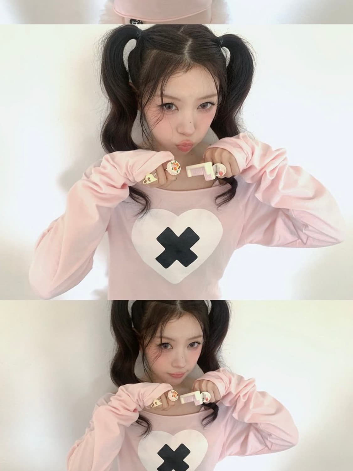 샵페어리 크로스 하트 컷오프 티셔츠 (라이트 핑크) 상품이미지1