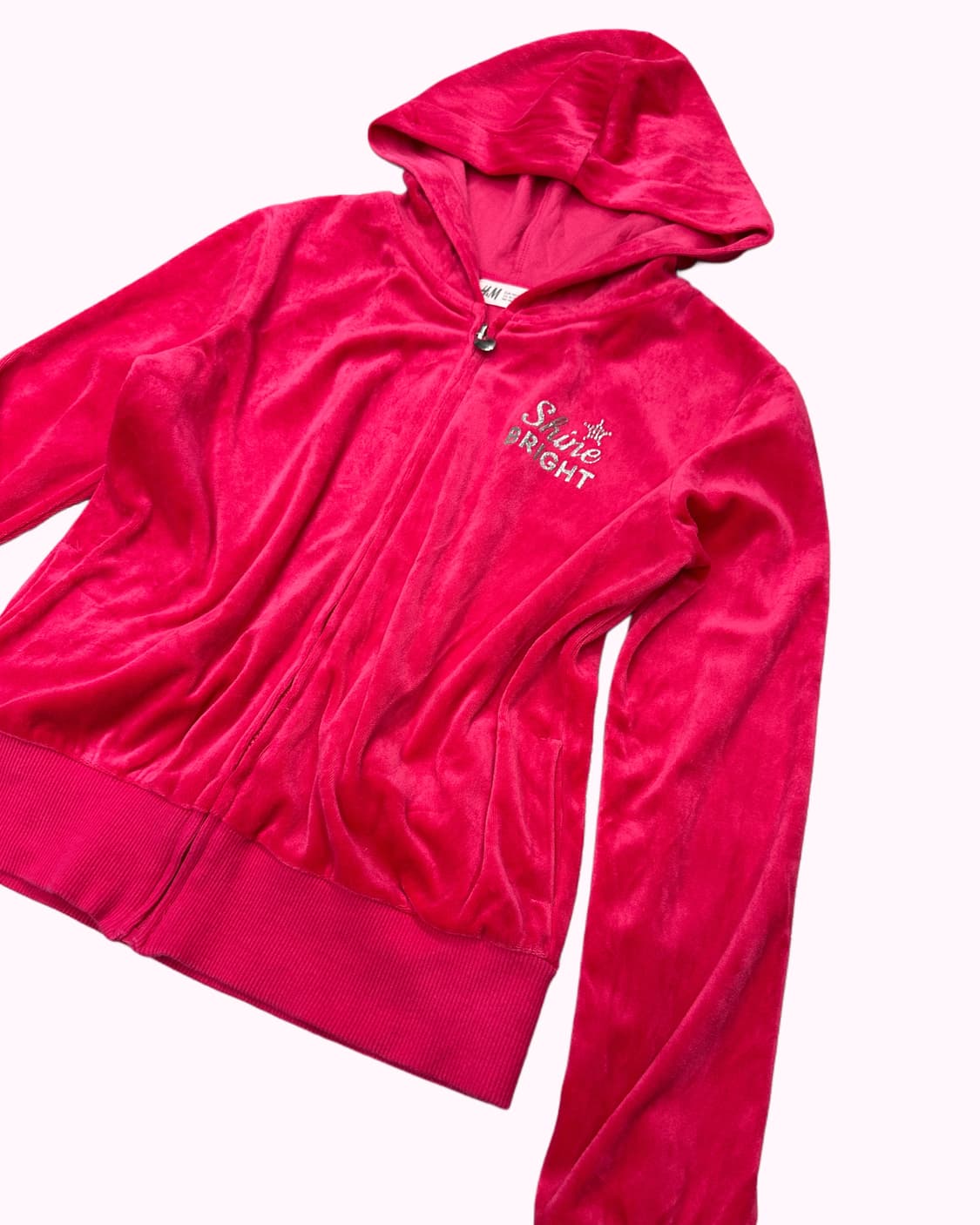 hot pink velvet hood zip-up 상품이미지2