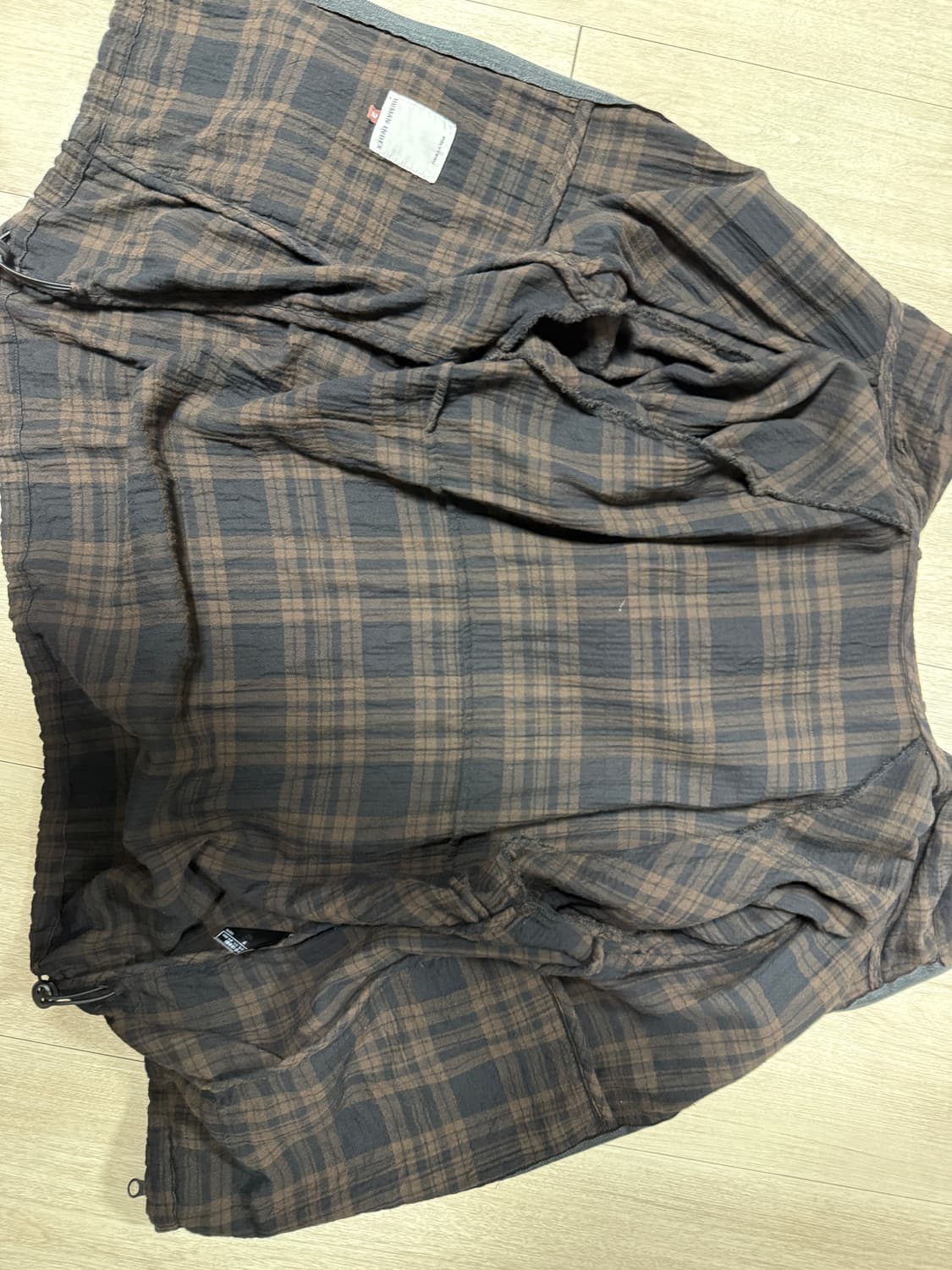 폴리테루 휴먼인덱스 휴먼 체크 후디 파카 브라운 상품이미지3