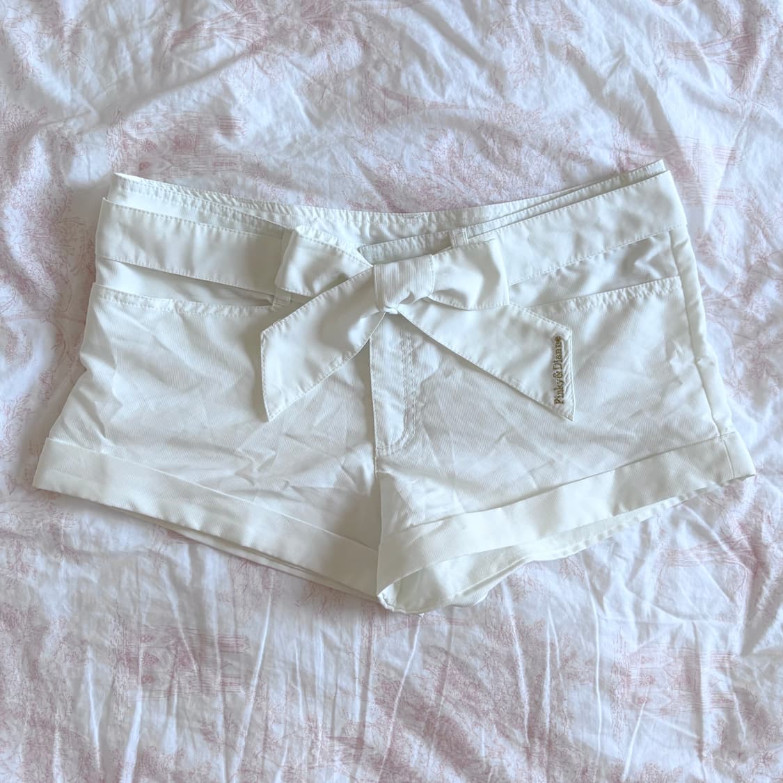 화이트 리본 롤업 비치 팬츠 일브 빈티지 갸루 히메 로걀 핀터 세실맥비 상품이미지1
