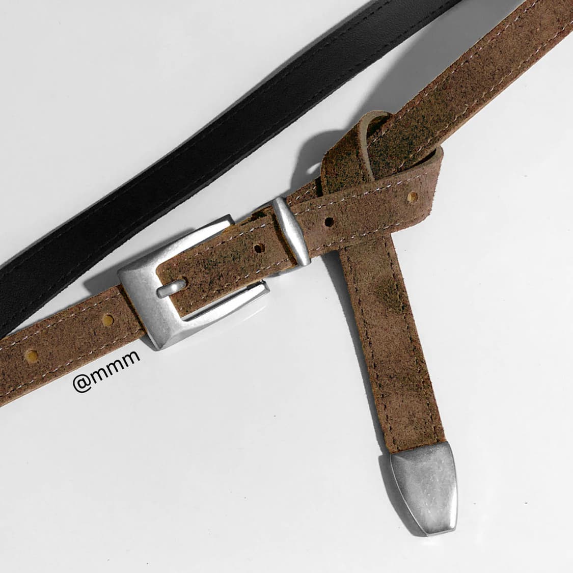 [Unisex]스퀘어 스웨이드 벨트 브라운 상품이미지2