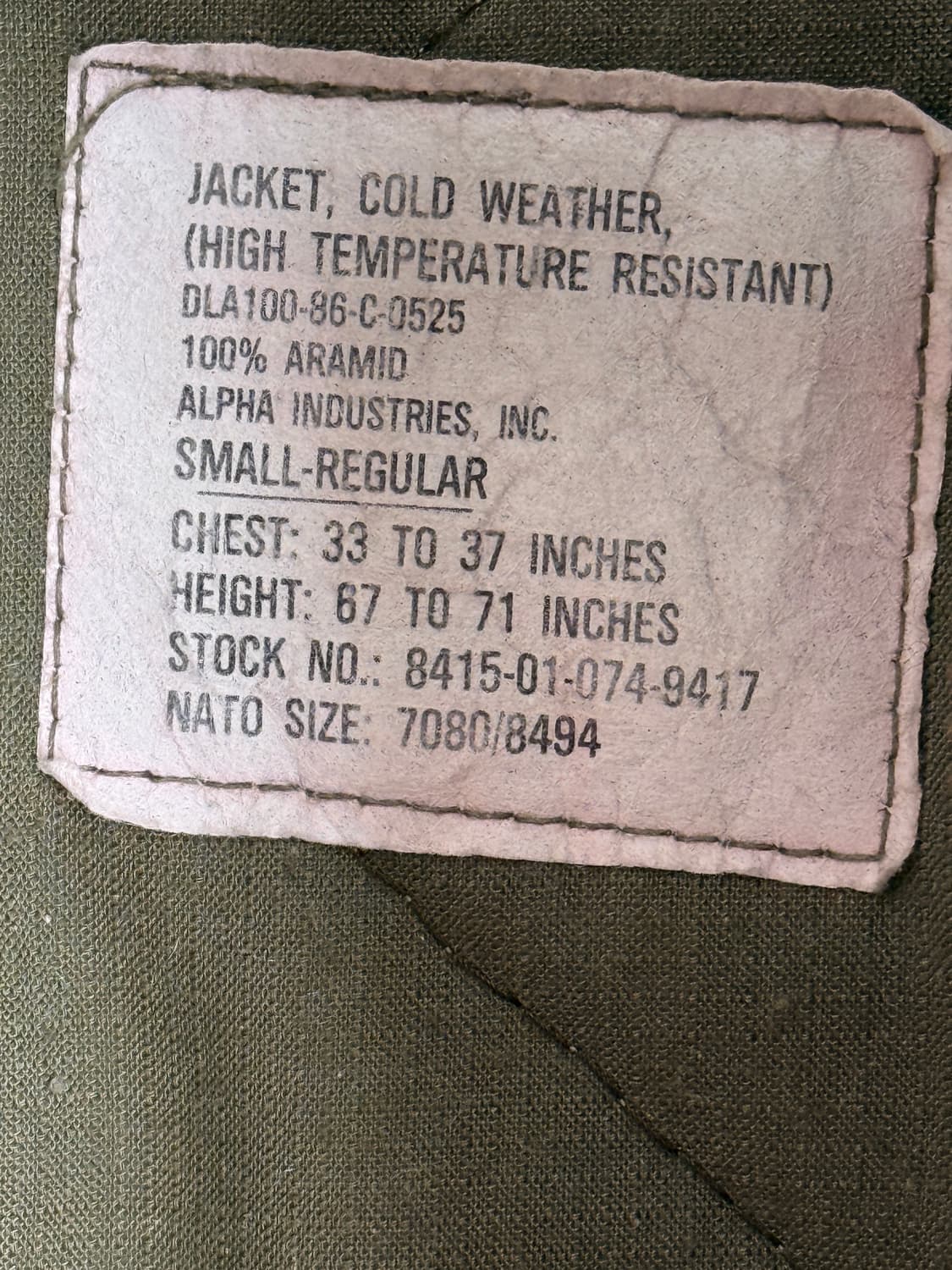 80s 미군 CVC 탱커자켓 알파인더스트리 생산 / S 레귤러 상품이미지5