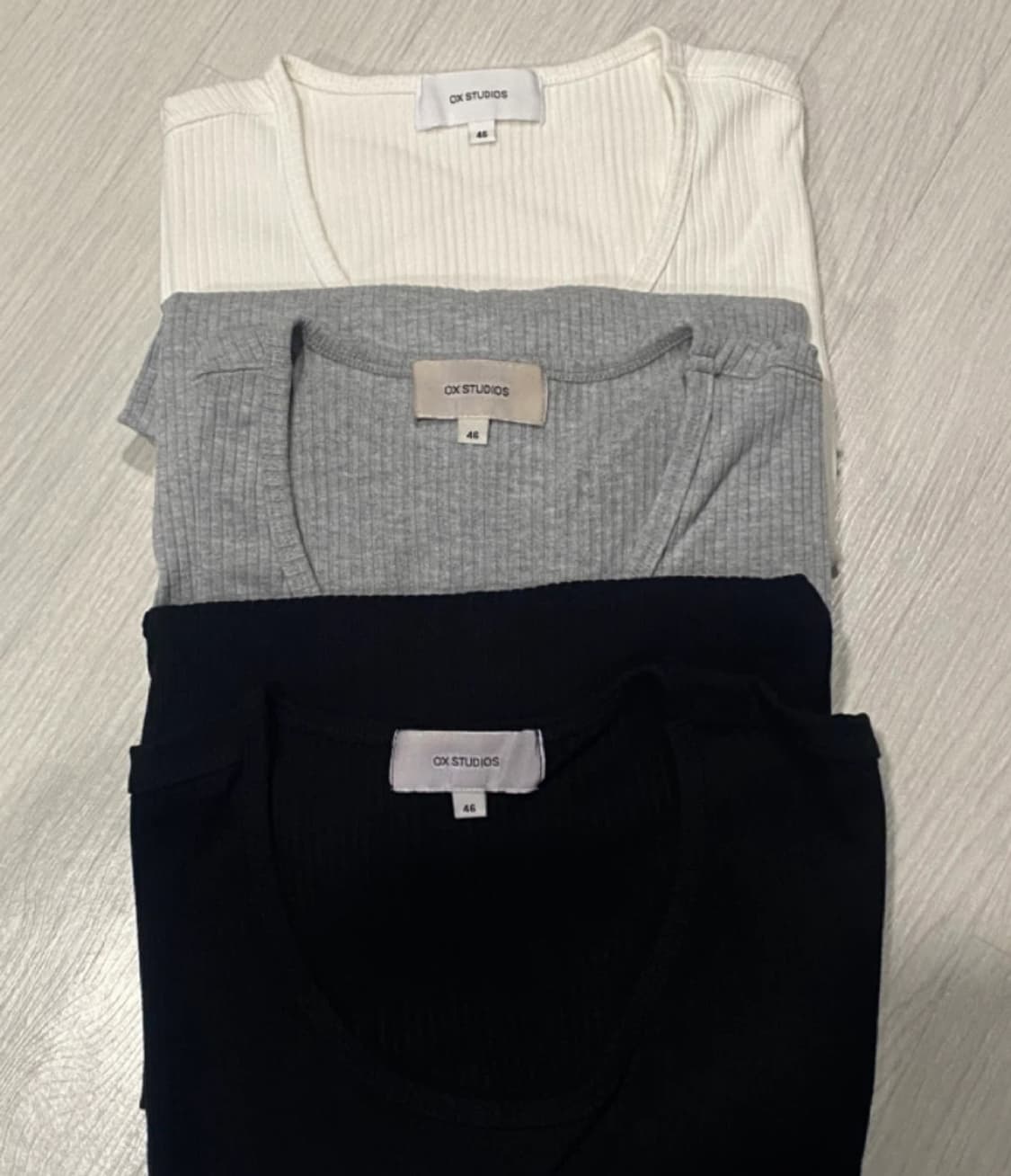 오엑스 스튜디오 리브드 유넥 롱 슬리브 46 그레이 상품이미지2