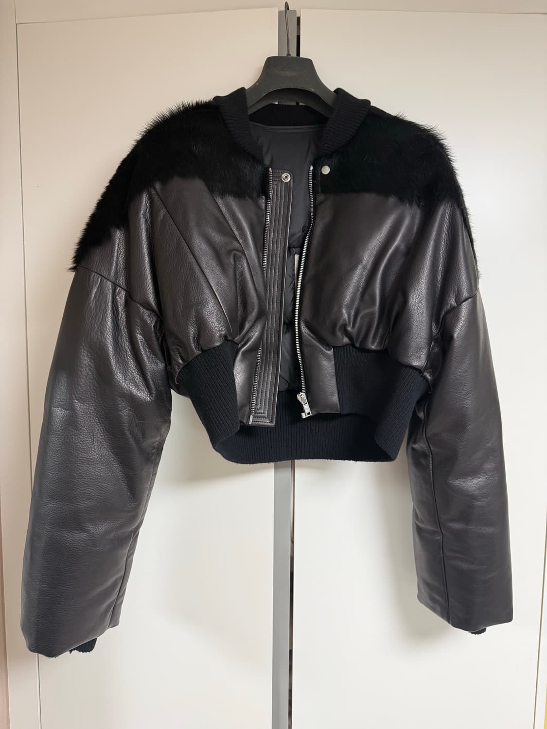 릭오웬스 퍼 인서트 카프 레더 봄버 자켓 50 상품이미지2