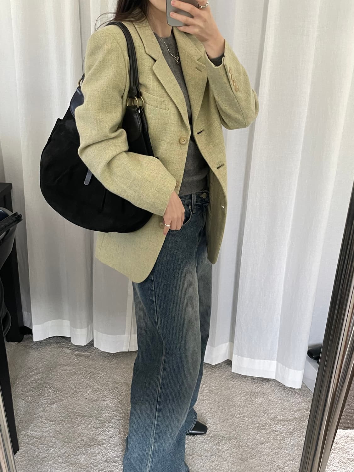 vintage black suede buckle hobo bag 상품이미지10