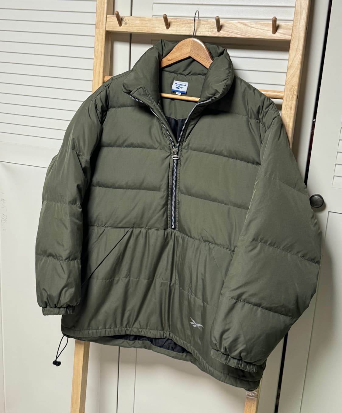 리복 00s 카키 푸퍼 반집업 아노락 패딩 자켓 상품이미지2
