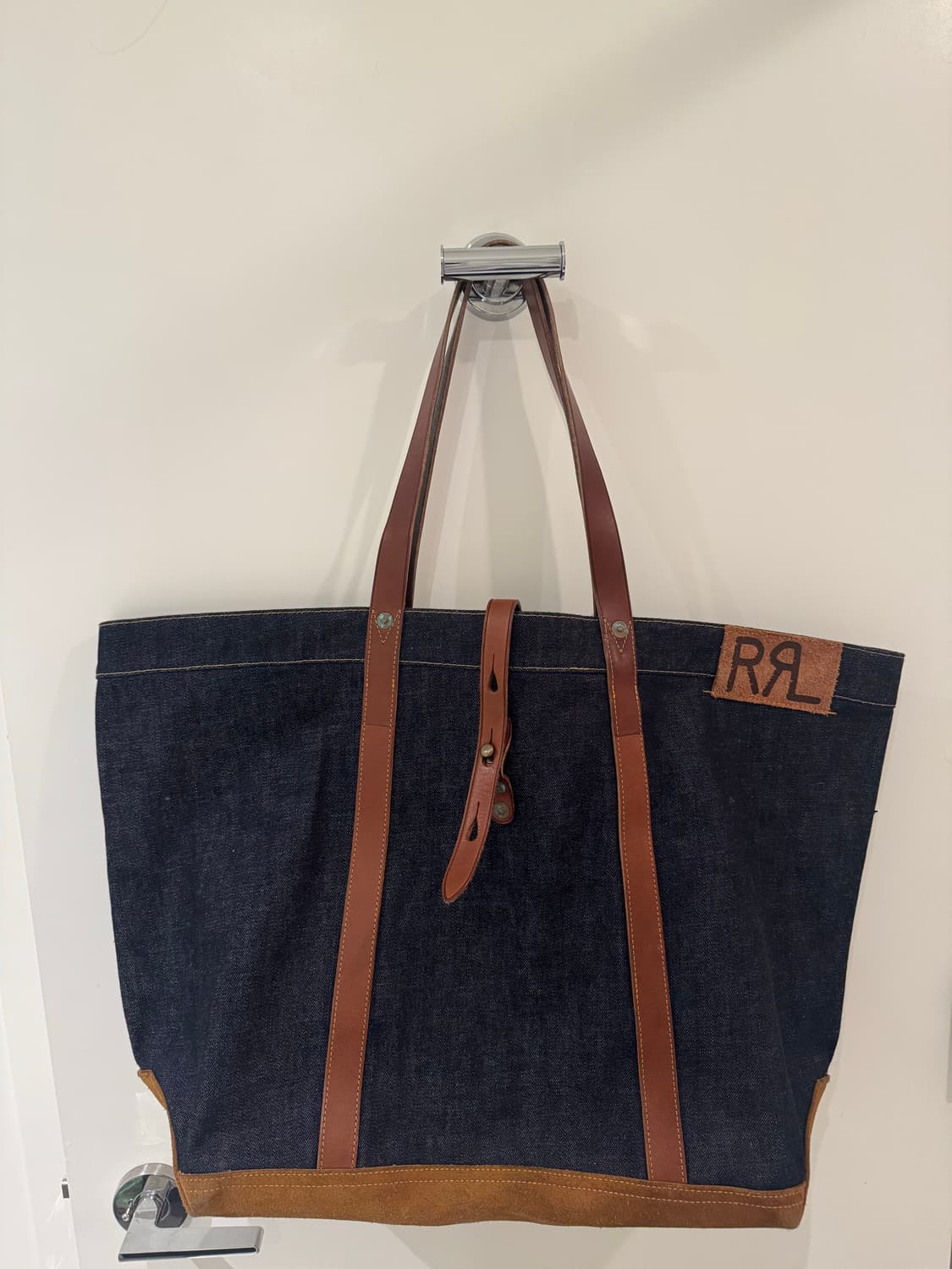 RRL 데님 가죽 토트백 상품이미지1