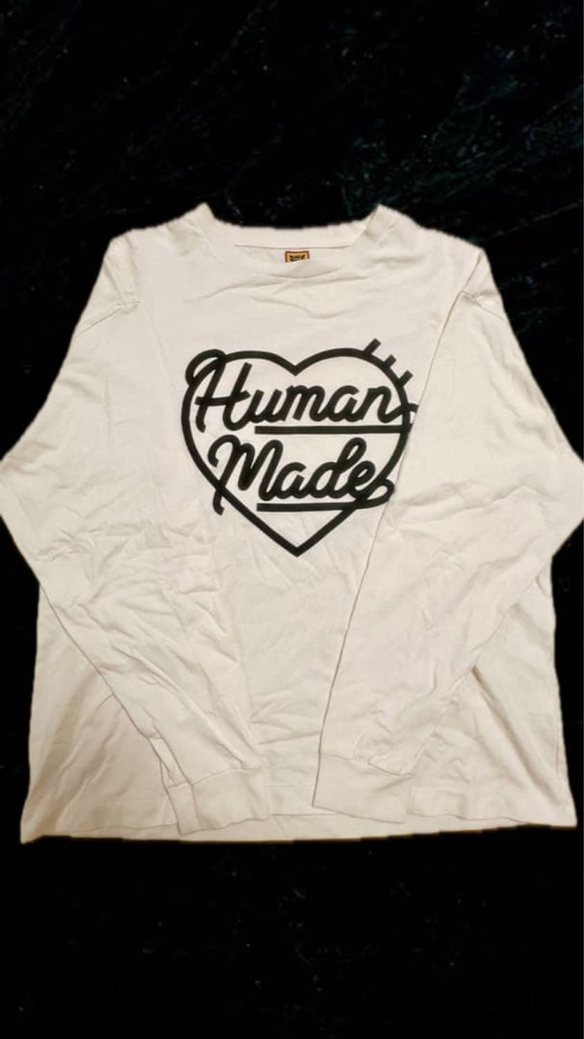 휴먼 메이드 하트 롱슬리브 티셔츠 화이트 상품이미지1