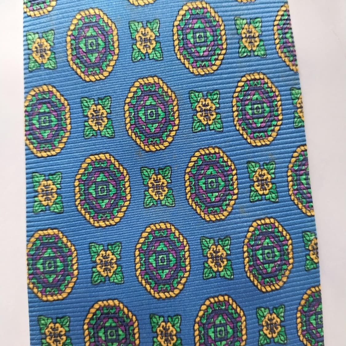 베르사체 실크 블루 패턴 넥타이 9.5cm A~B등급 K2160 상품이미지7