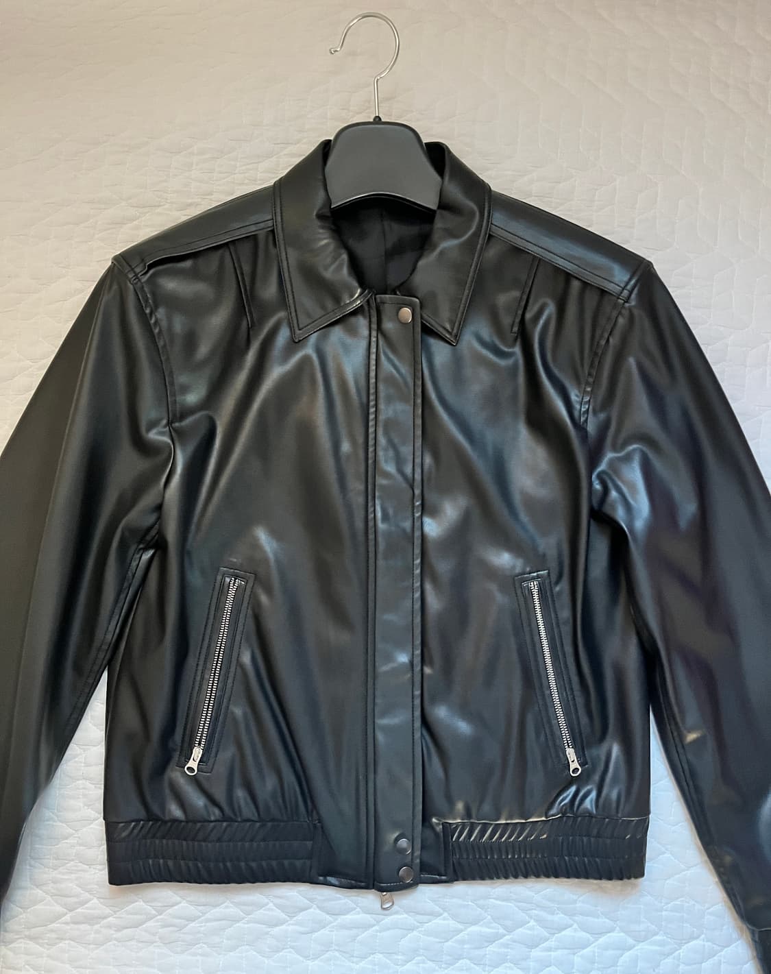 유스 레더 봄버 자켓 블랙 M 상품이미지2