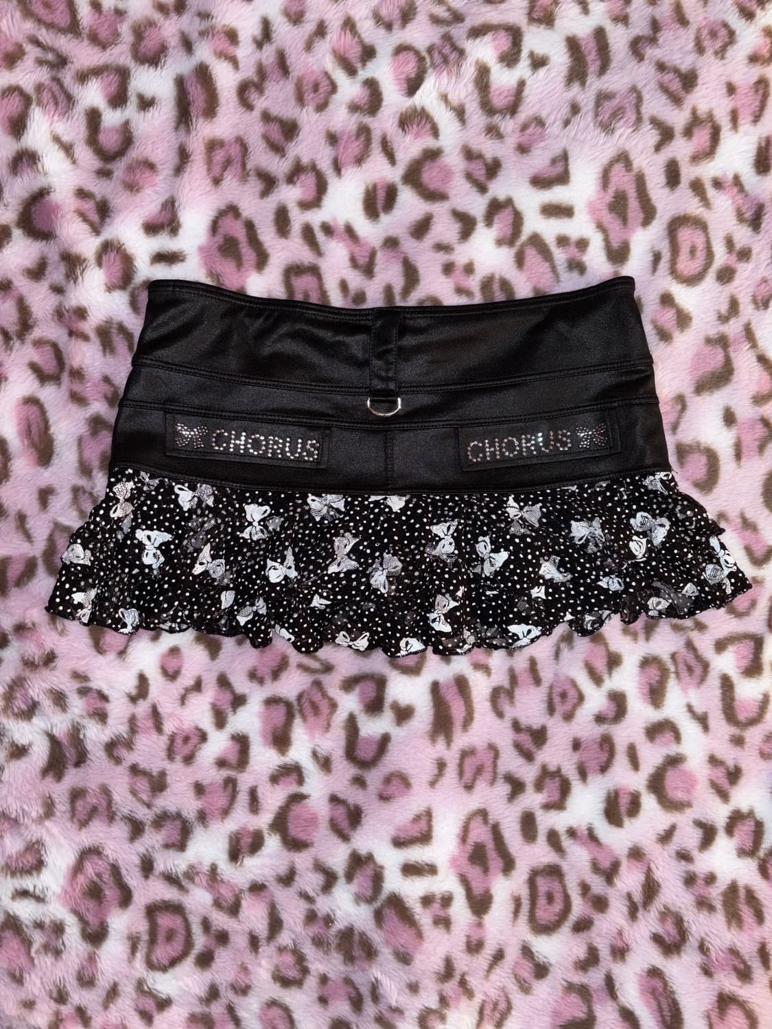 블랙 레이스 스커트 오네갸루 캉캉 큐빅 리본 갸루 로우라이즈 상품이미지2