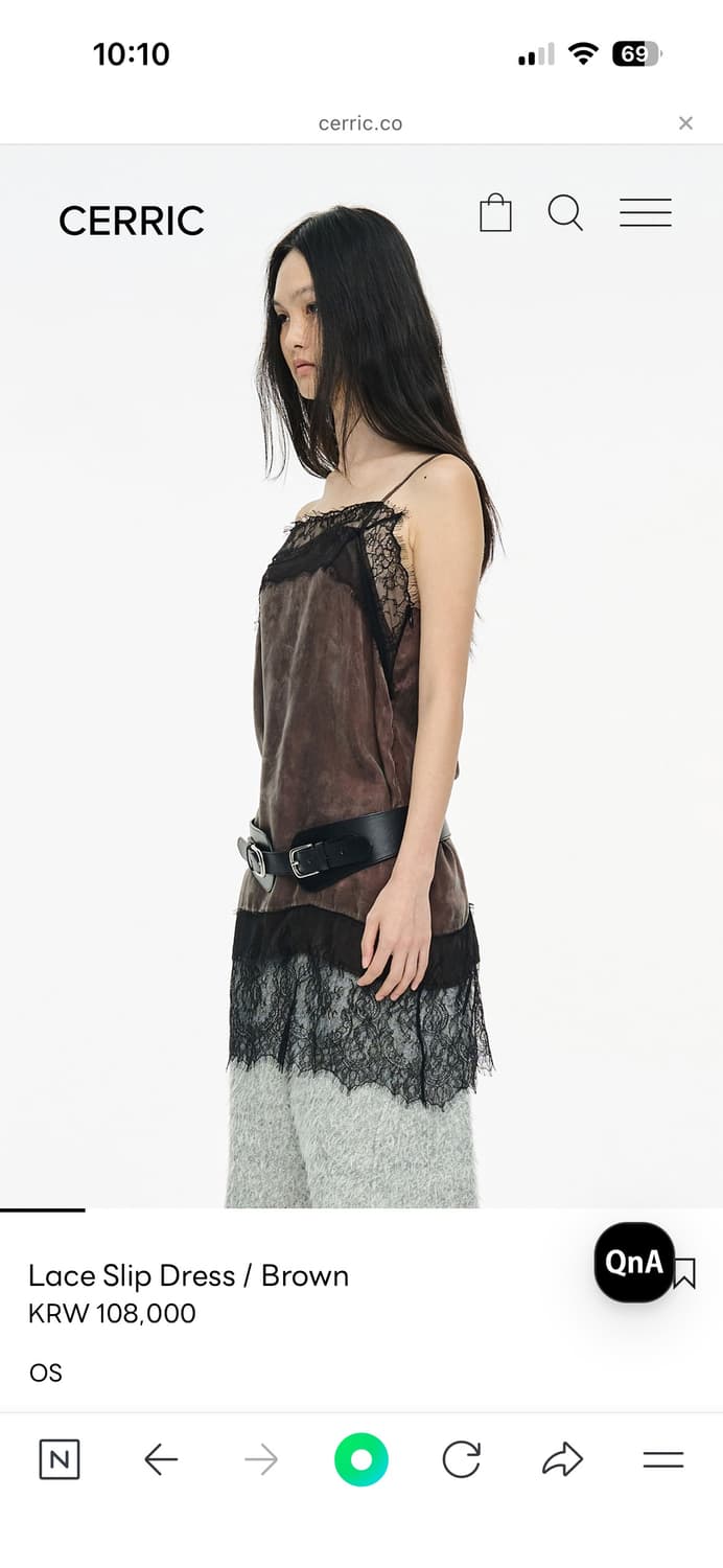 Cerric  레이스 슬립 드레스 브라운 상품이미지2