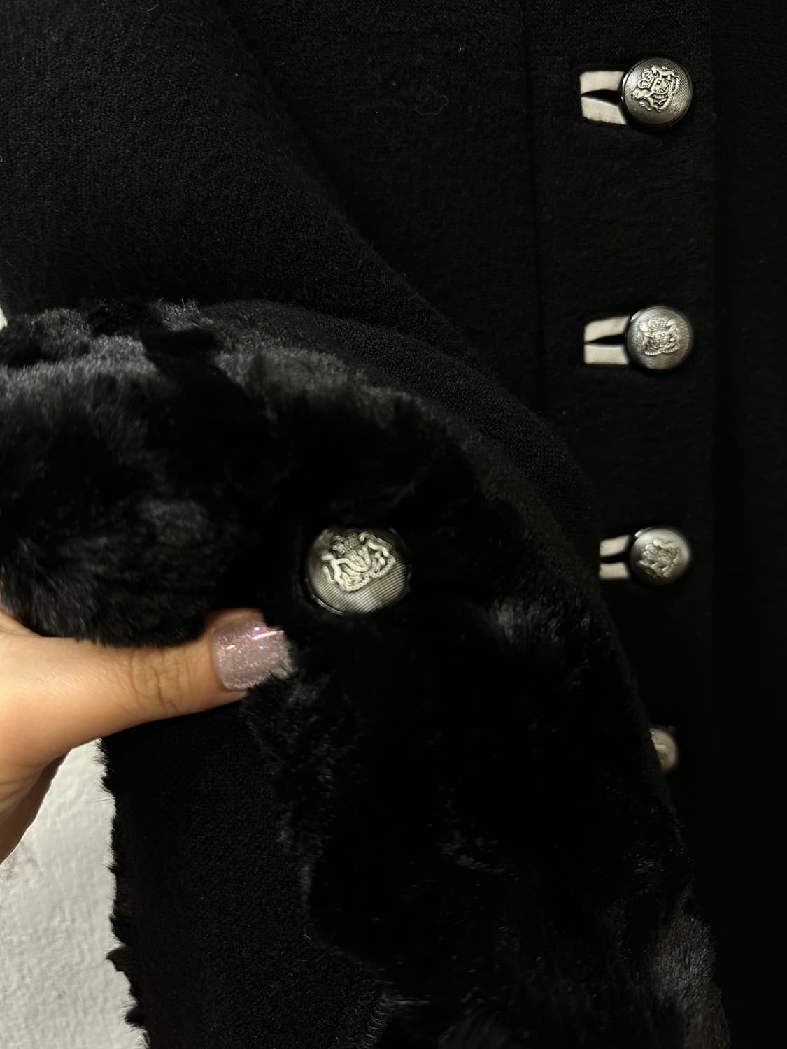 일본빈티지 블랙 판초 버튼 디테일 포인트 A라인 케이프 코트 상품이미지5