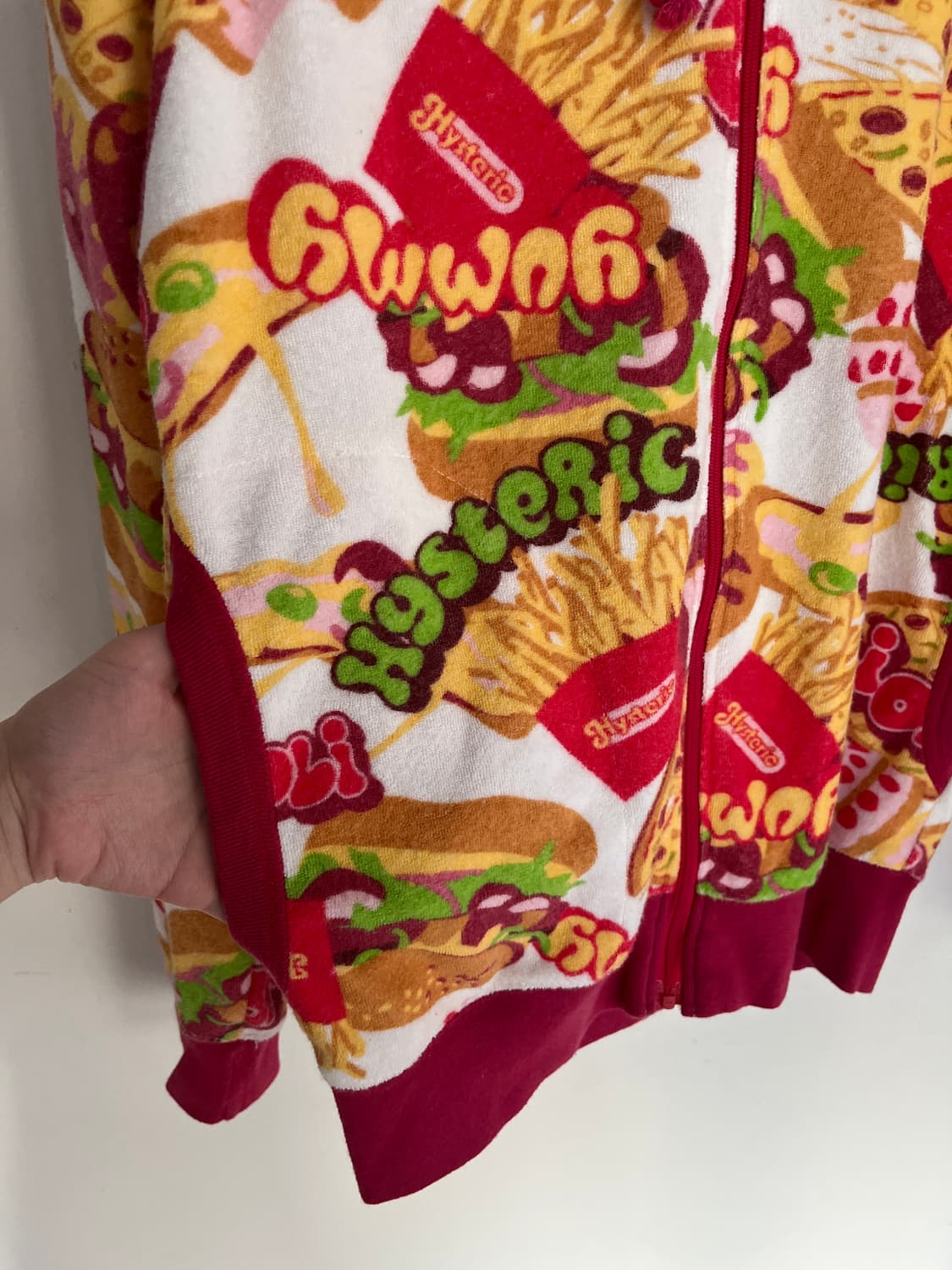 히스테릭 글래머 아카이브 햄버거 감자튀김 피자 타월 원단 후드집업 상품이미지3