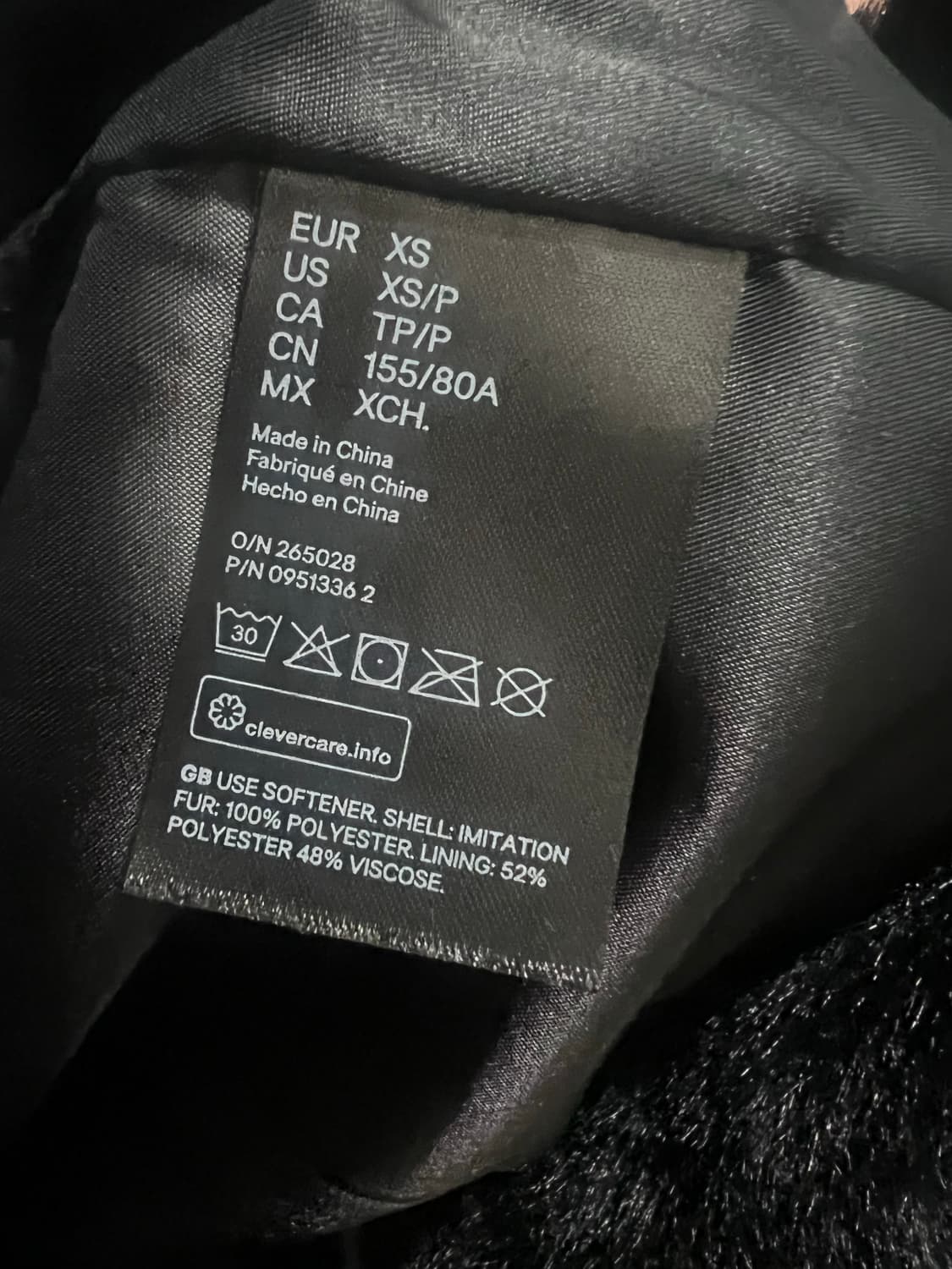 h&m 에이치앤엠 흐앤므 블랙 퍼 코트 퍼자켓 상품이미지3