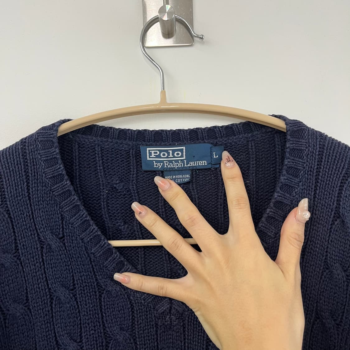 폴로 랄프로렌 네이비 브이넥 케이블 니트 상품이미지5