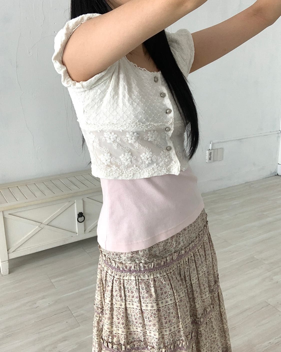 ROJITA Ivory Romantic Cropped Cardigan 상품이미지4