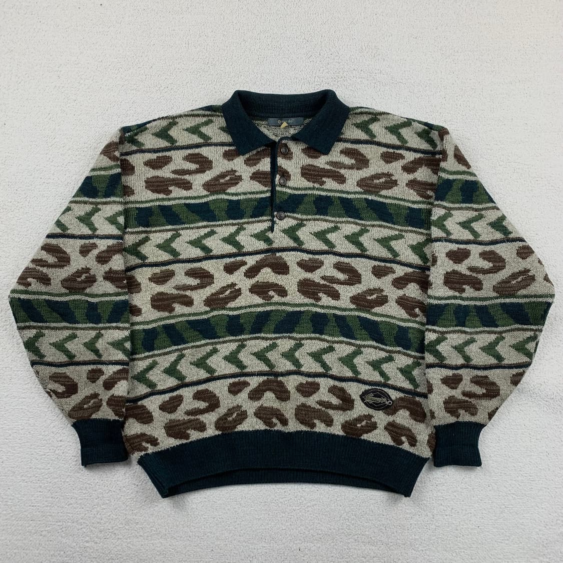 90s 코모도 빈티지 패턴 울 카라 니트 상품이미지1
