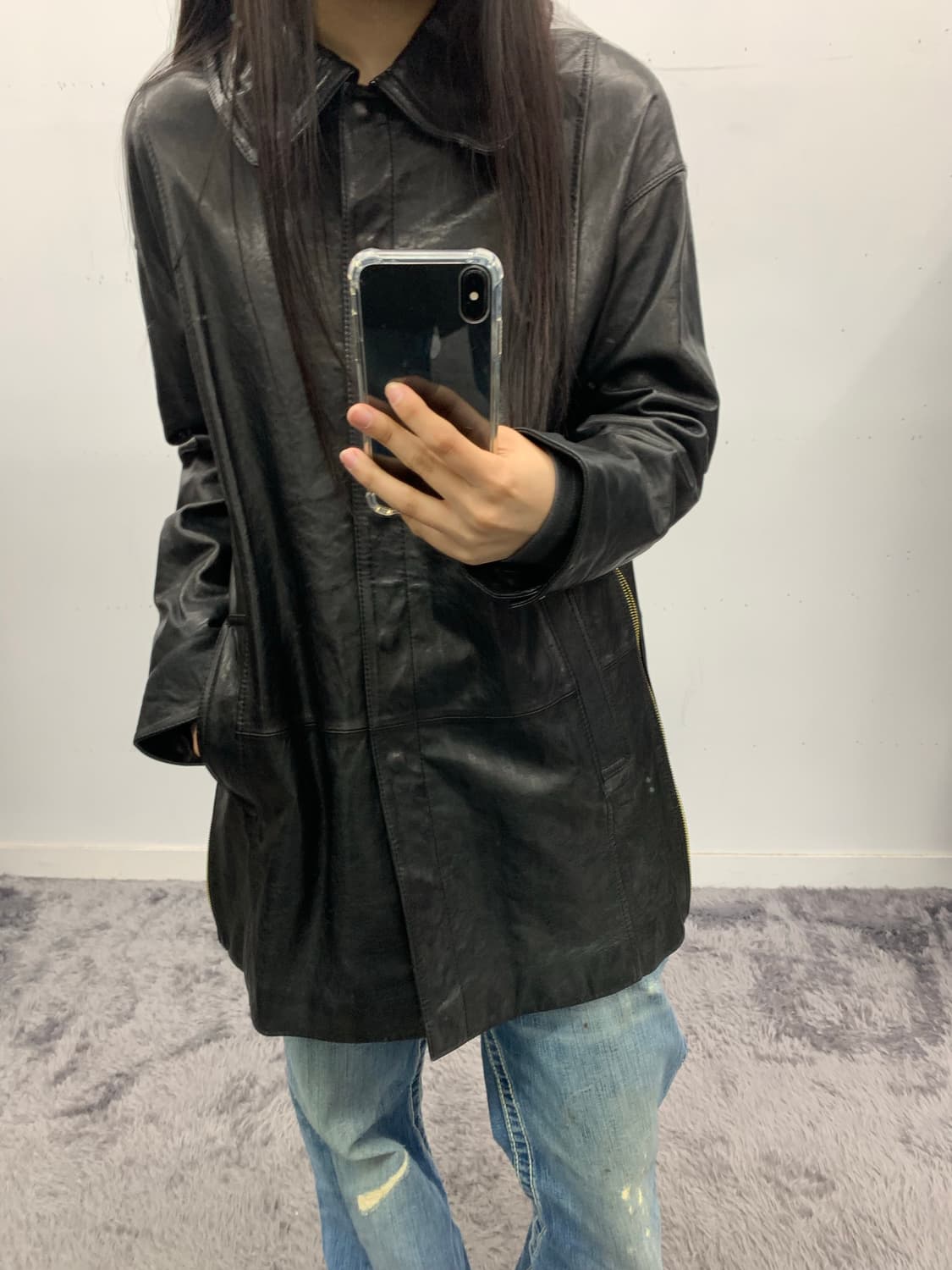 The studio K 램스킨 하프 지퍼 코트 상품이미지1