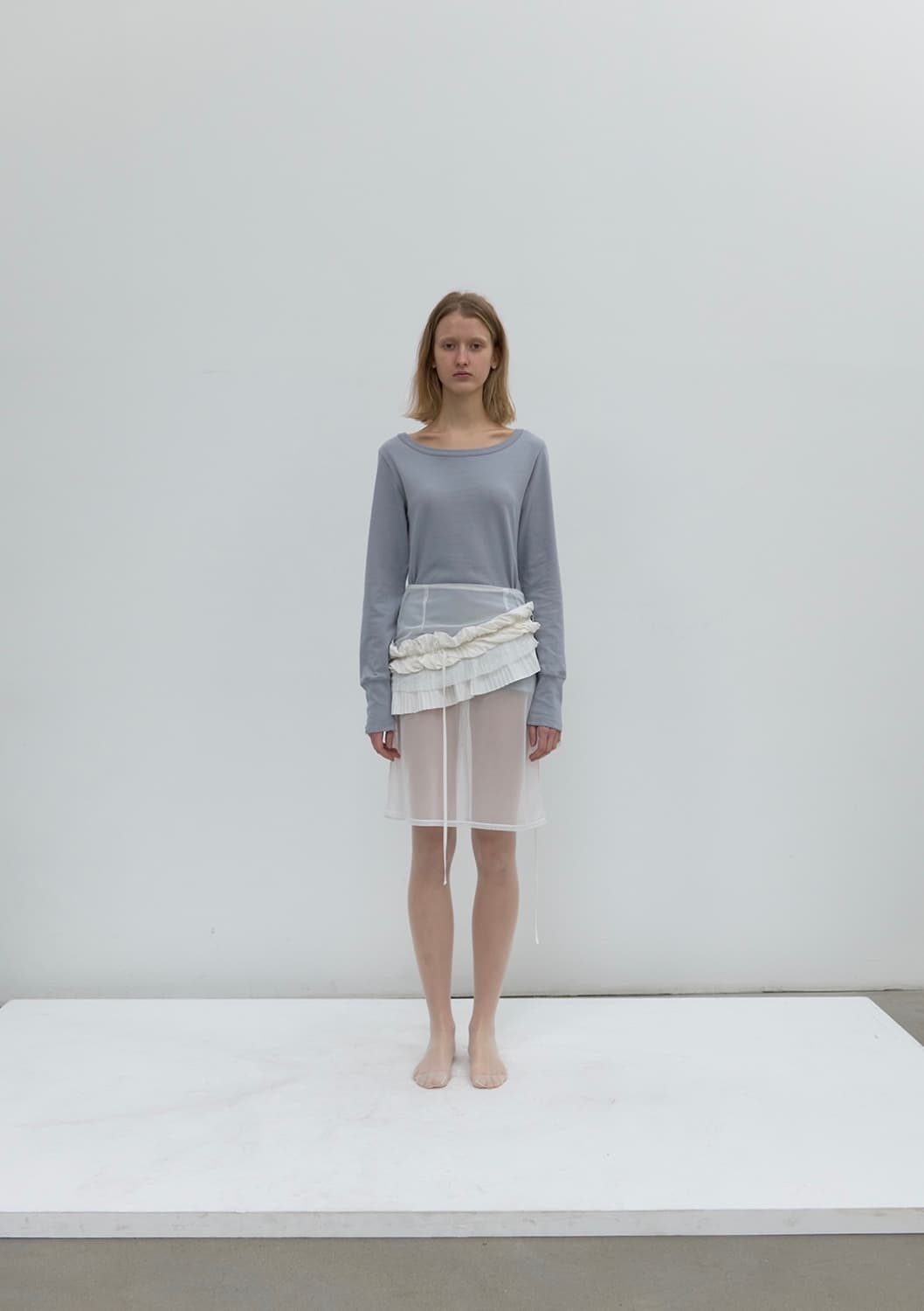 낫띵에브리띵 메쉬 레이어드 미디 스커트 상품이미지2