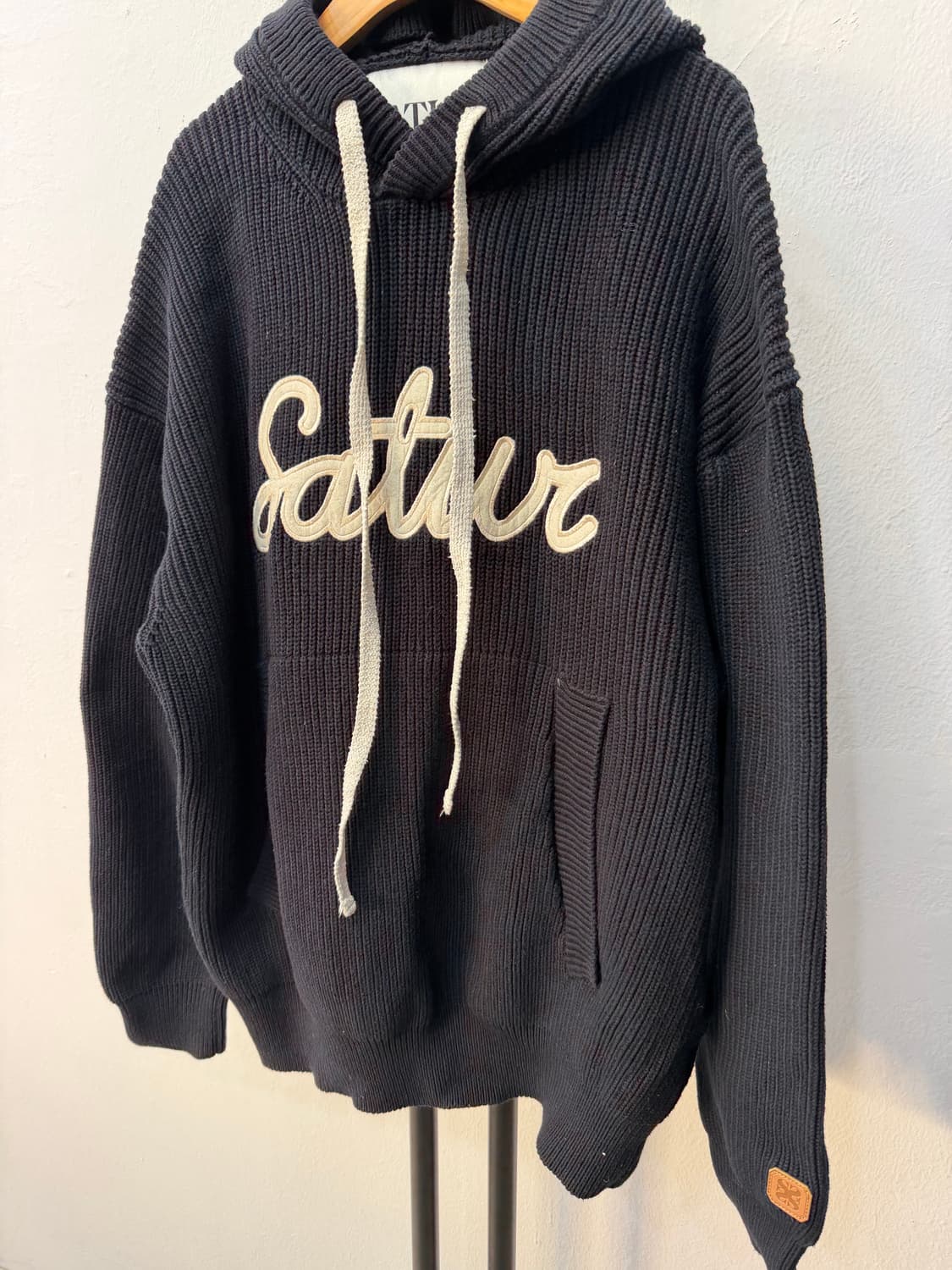 정품) Satur 세터 아폴리케 로고 캐시미어 블렌드 후드니트 L 상품이미지3