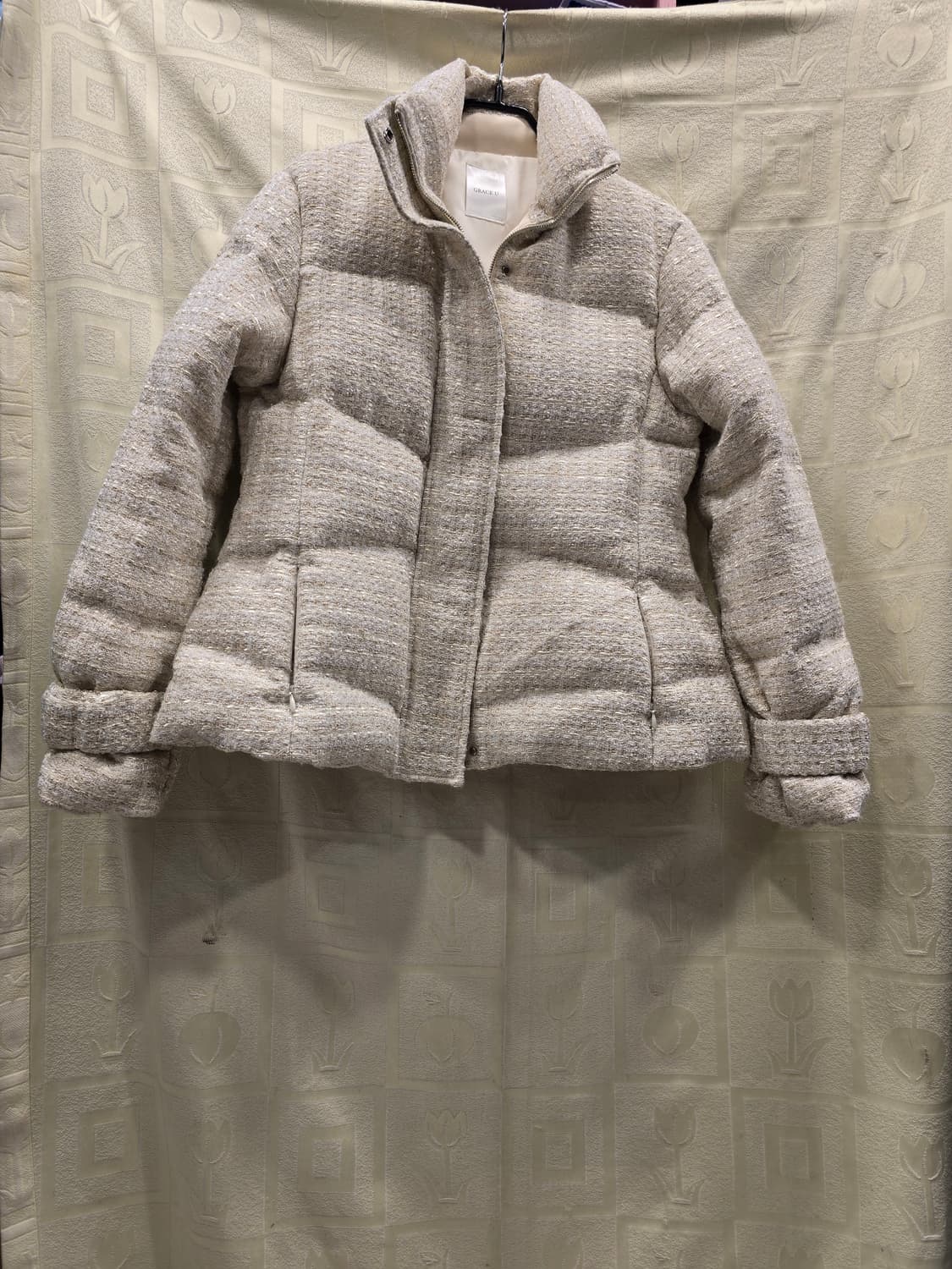 그레이스유 카라 트위드 패딩 아이보리 55~66 상품이미지1