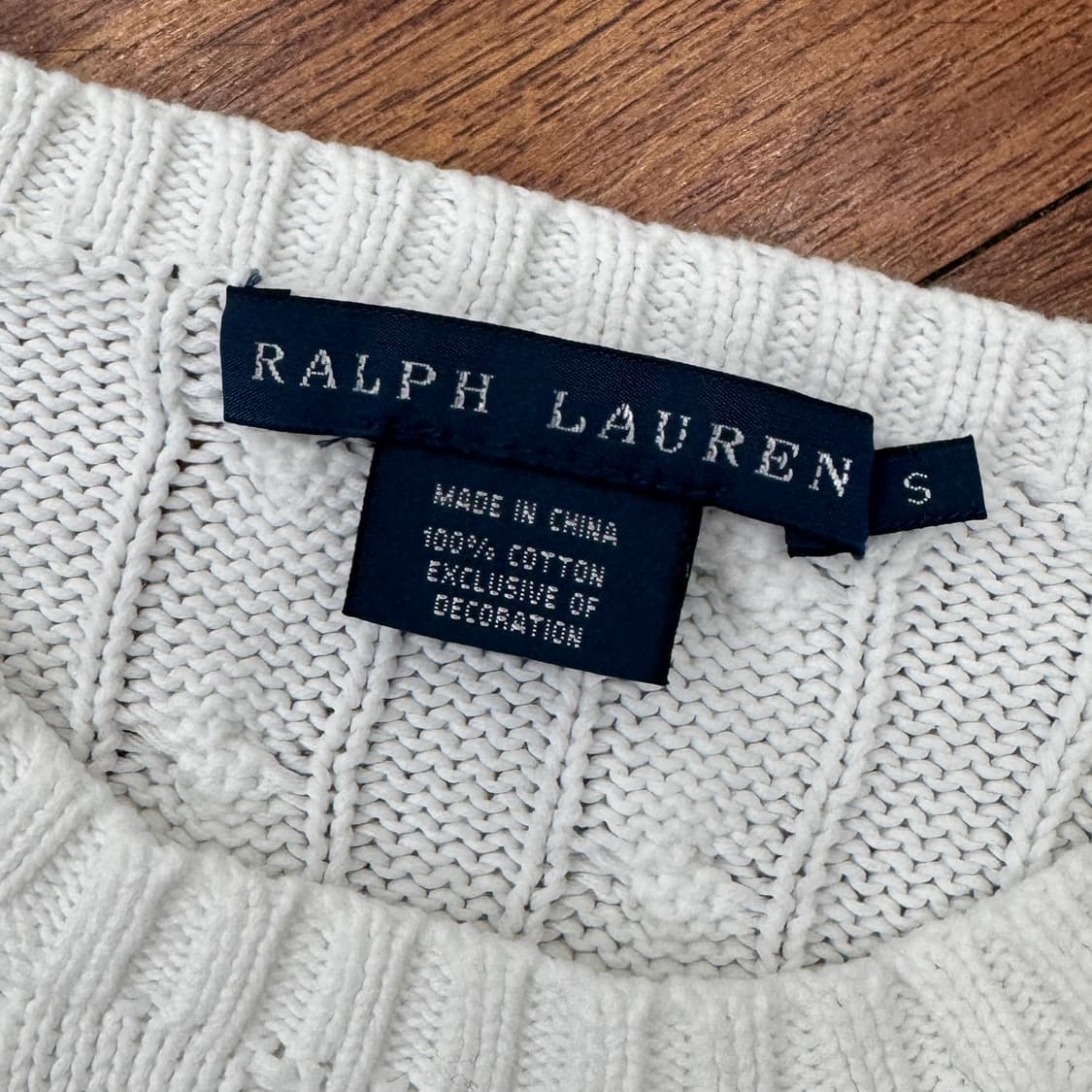 여성용 S 폴로 랄프로렌 화이트 케이블 라운드 니트  상품이미지6