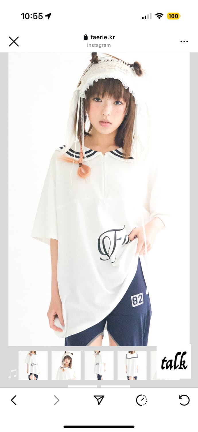 sailor collar mesh loose top 상품이미지1
