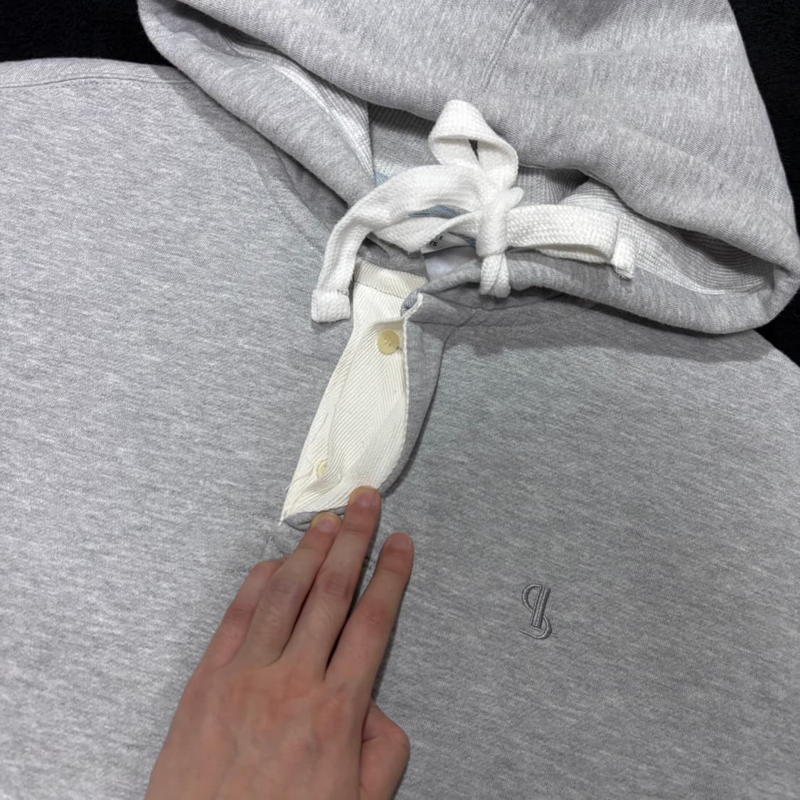 S 95 라퍼지스토어 그레이 하프집업 후드티 상품이미지3